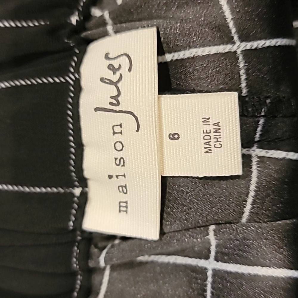 Maison Jules Wide Leg Windowpane Capris Black White 6 - Picture 9 of 12